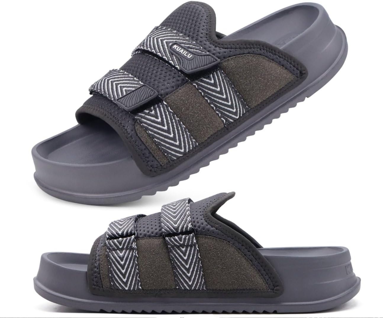 image:imageKuaiLu Mens Orthotic Sandals Comfort Arch Support Fabric Sandal SlippersDark Grey