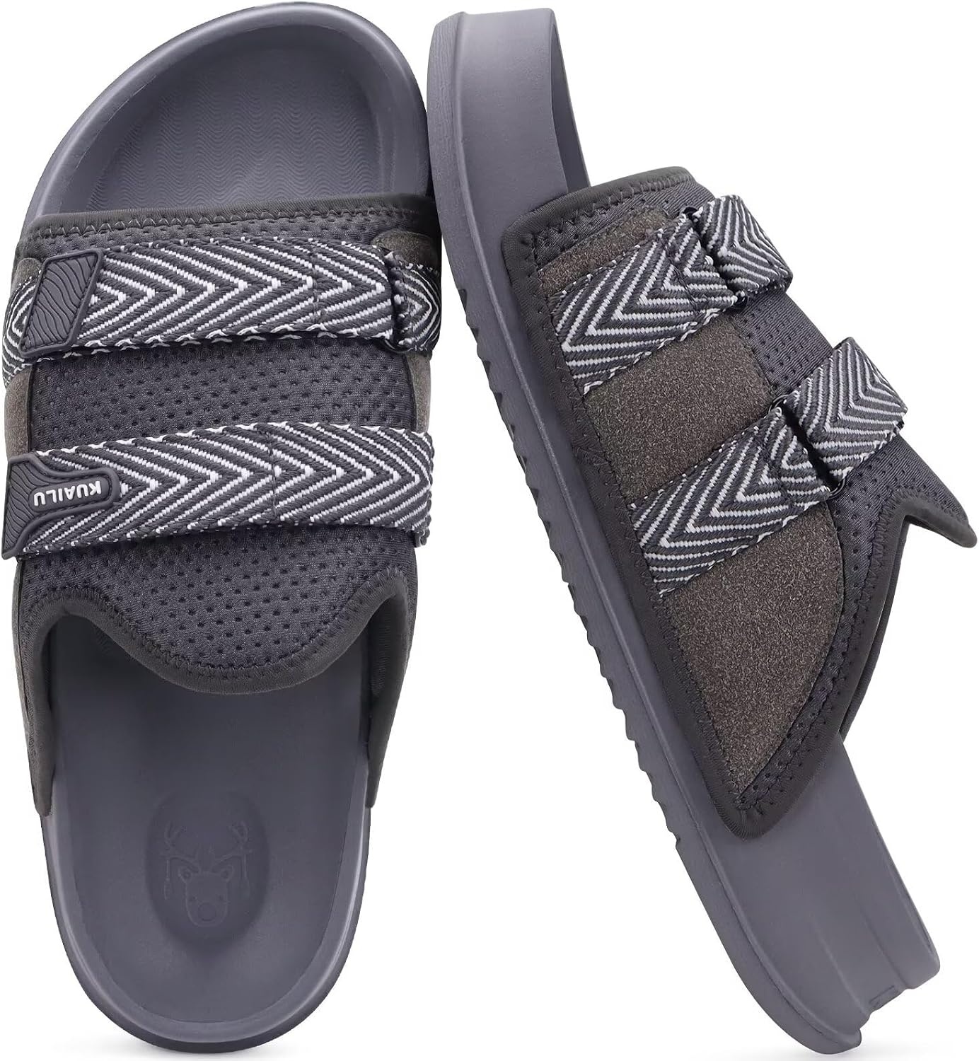 image:imageKuaiLu Mens Orthotic Sandals Comfort Arch Support Fabric Sandal SlippersDark Grey