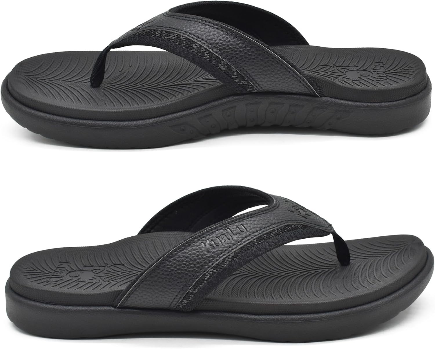 image:imageKuaiLu Mens Sport Flip Flops Orthotic Thong Sandals With Arch SupportBlack