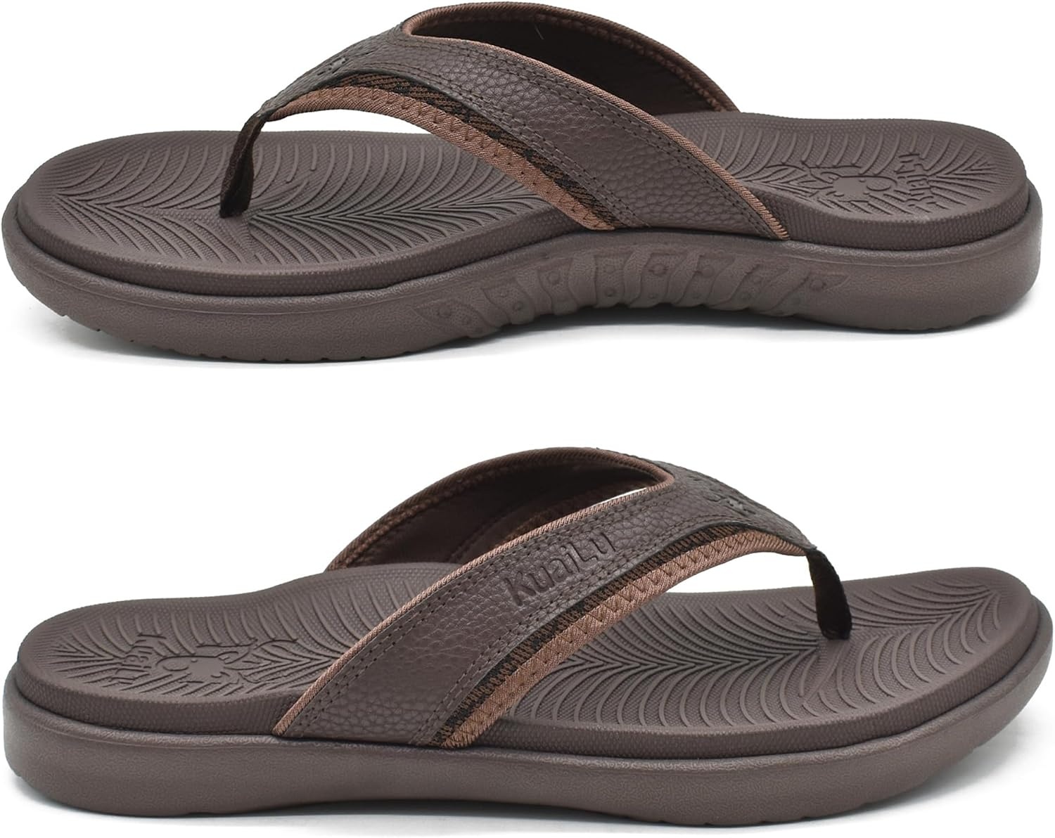 image:imageKuaiLu Mens Sport Flip Flops Orthotic Thong Sandals With Arch SupportBrown