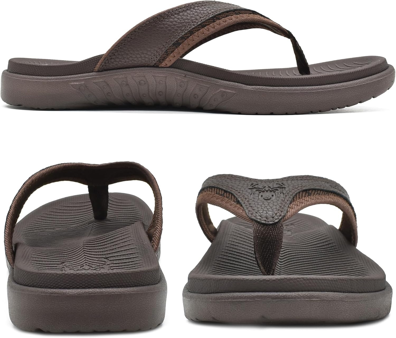image:imageKuaiLu Mens Sport Flip Flops Orthotic Thong Sandals With Arch SupportBrown