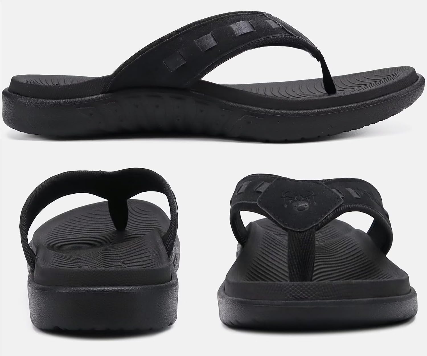image:imageKuaiLu Mens Sport Flip Flops Orthotic Thong Sandals With Arch SupportFashion Black