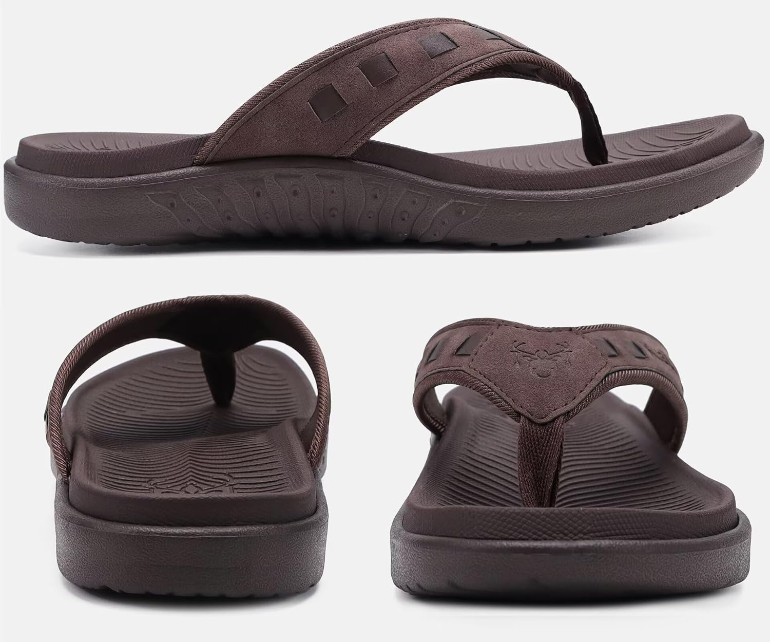 image:imageKuaiLu Mens Sport Flip Flops Orthotic Thong Sandals With Arch SupportFashion Brown