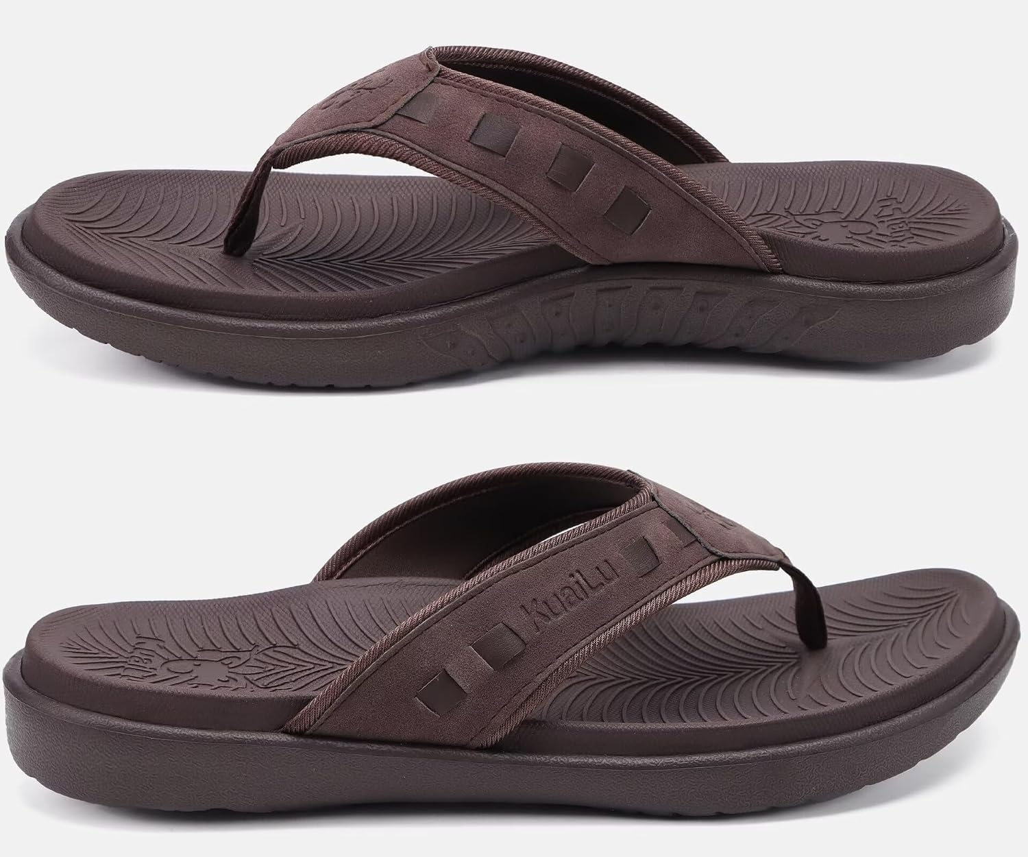 image:imageKuaiLu Mens Sport Flip Flops Orthotic Thong Sandals With Arch SupportFashion Brown
