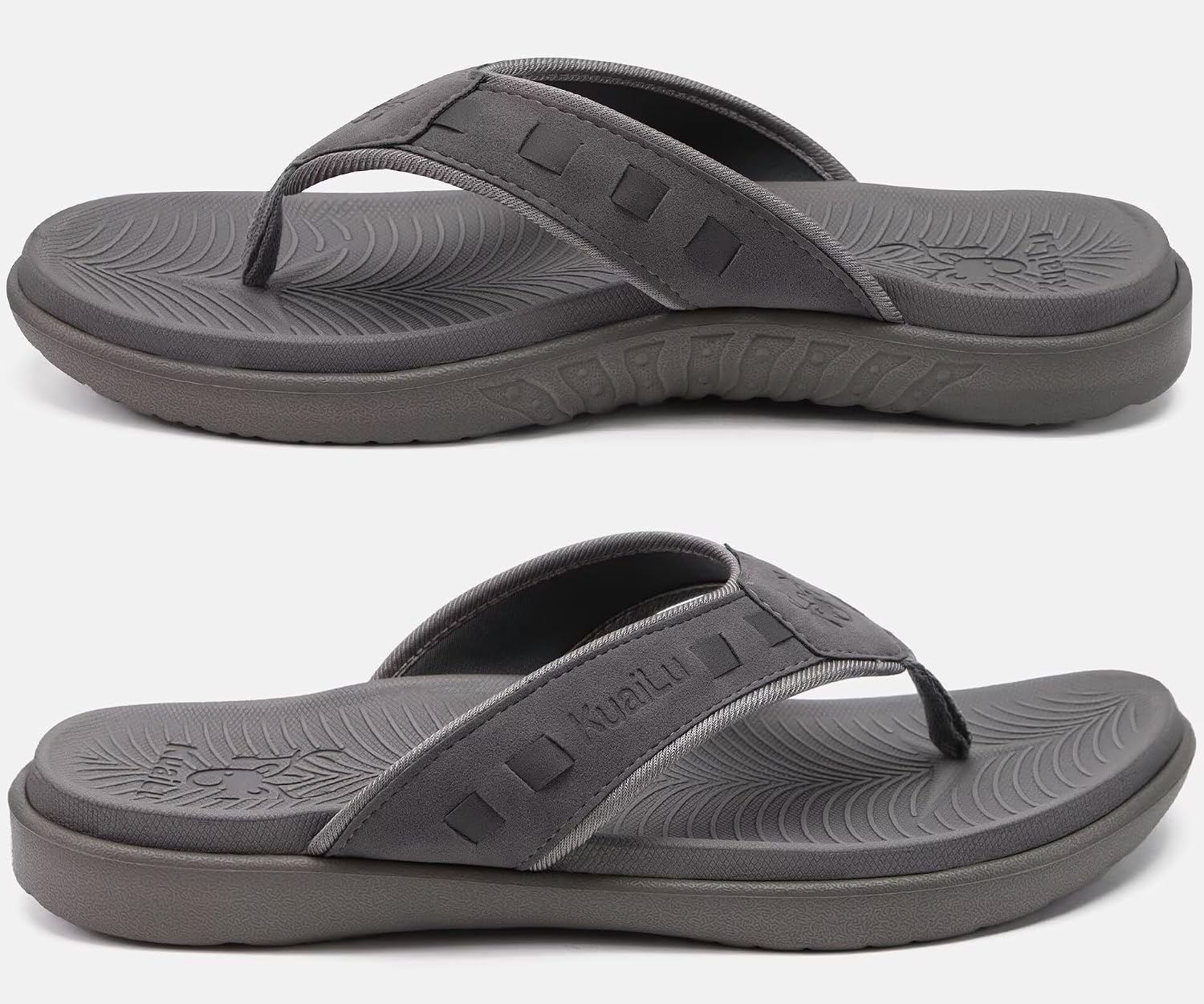 image:imageKuaiLu Mens Sport Flip Flops Orthotic Thong Sandals With Arch SupportFashion Grey