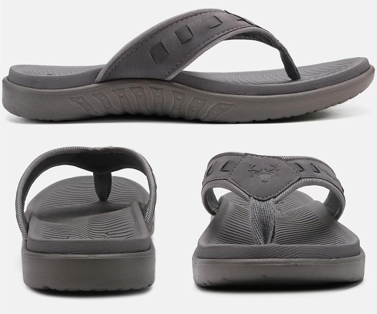 image:imageKuaiLu Mens Sport Flip Flops Orthotic Thong Sandals With Arch SupportFashion Grey