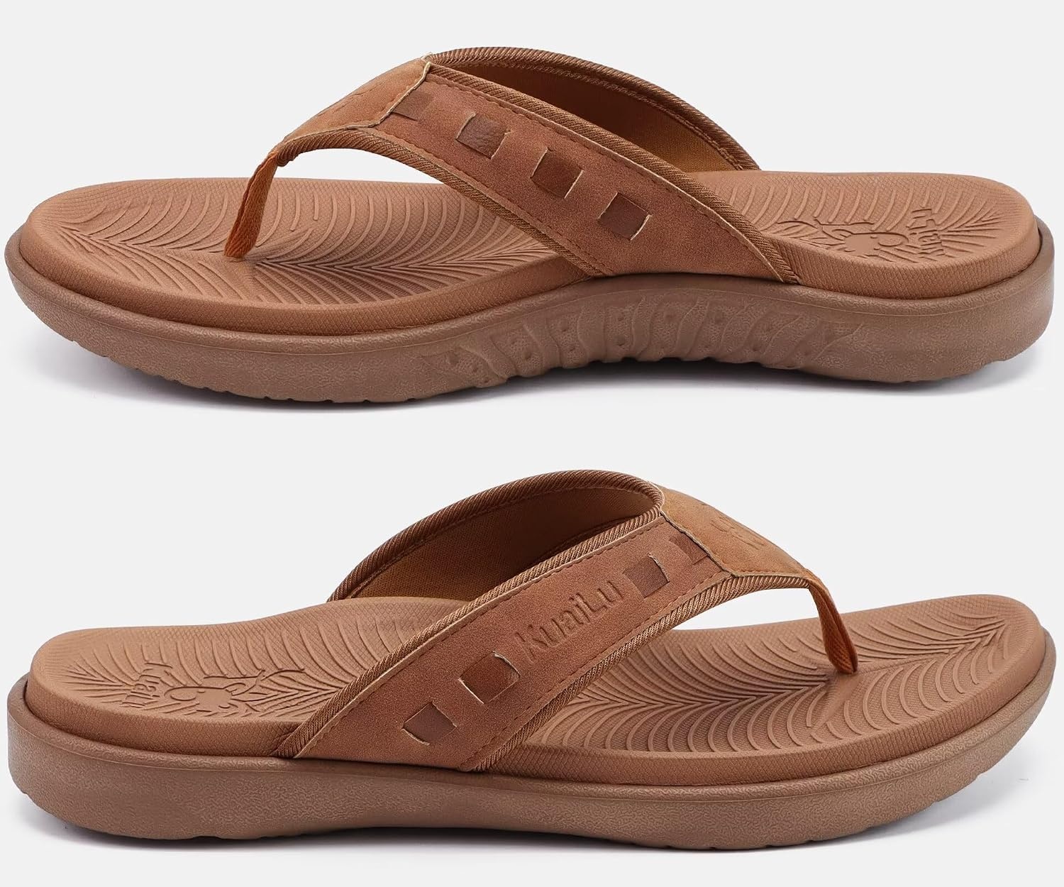 image:imageKuaiLu Mens Sport Flip Flops Orthotic Thong Sandals With Arch SupportFashion Khaki
