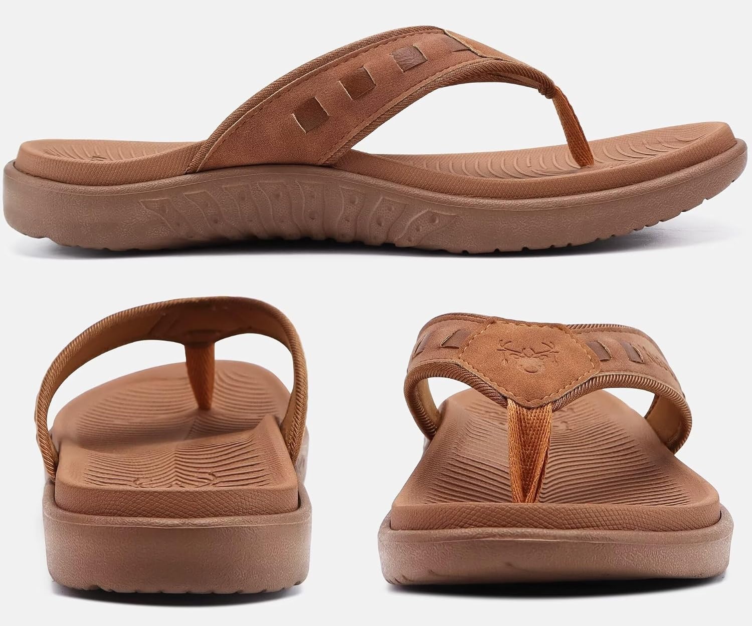 image:imageKuaiLu Mens Sport Flip Flops Orthotic Thong Sandals With Arch SupportFashion Khaki
