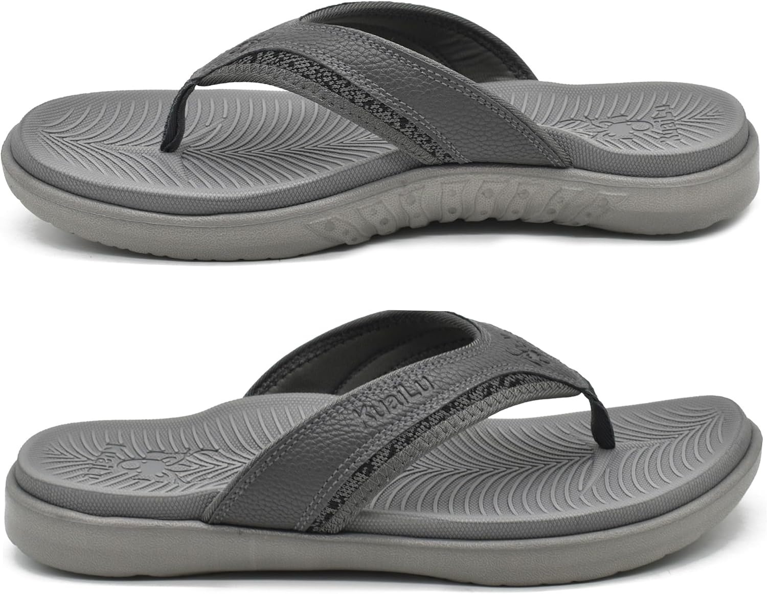 image:imageKuaiLu Mens Sport Flip Flops Orthotic Thong Sandals With Arch SupportGrey