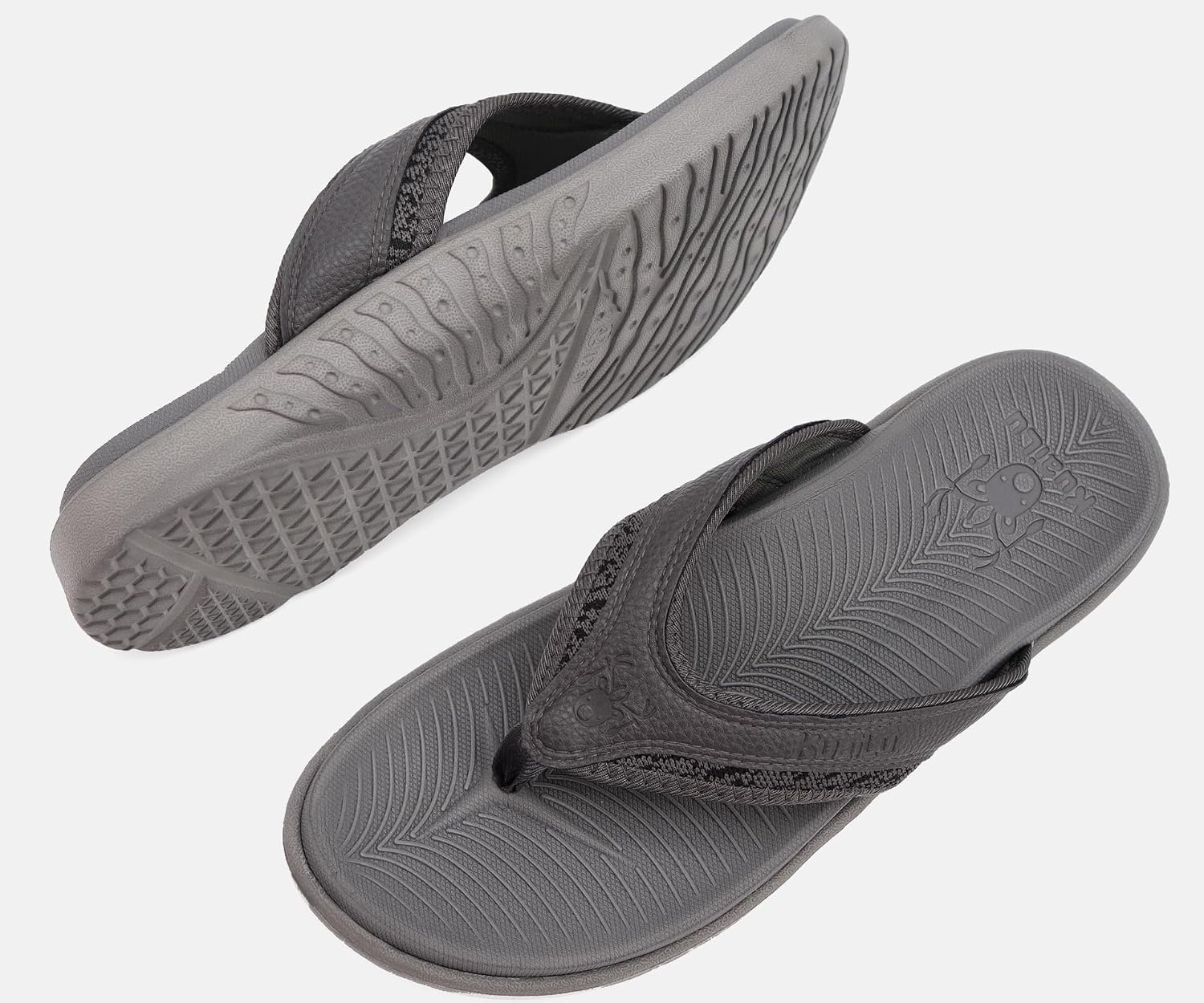 image:imageKuaiLu Mens Sport Flip Flops Orthotic Thong Sandals With Arch SupportGrey