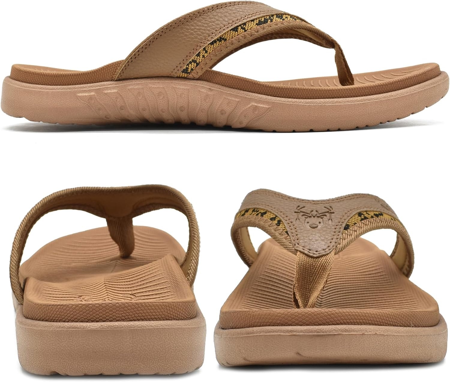image:imageKuaiLu Mens Sport Flip Flops Orthotic Thong Sandals With Arch SupportKhaki