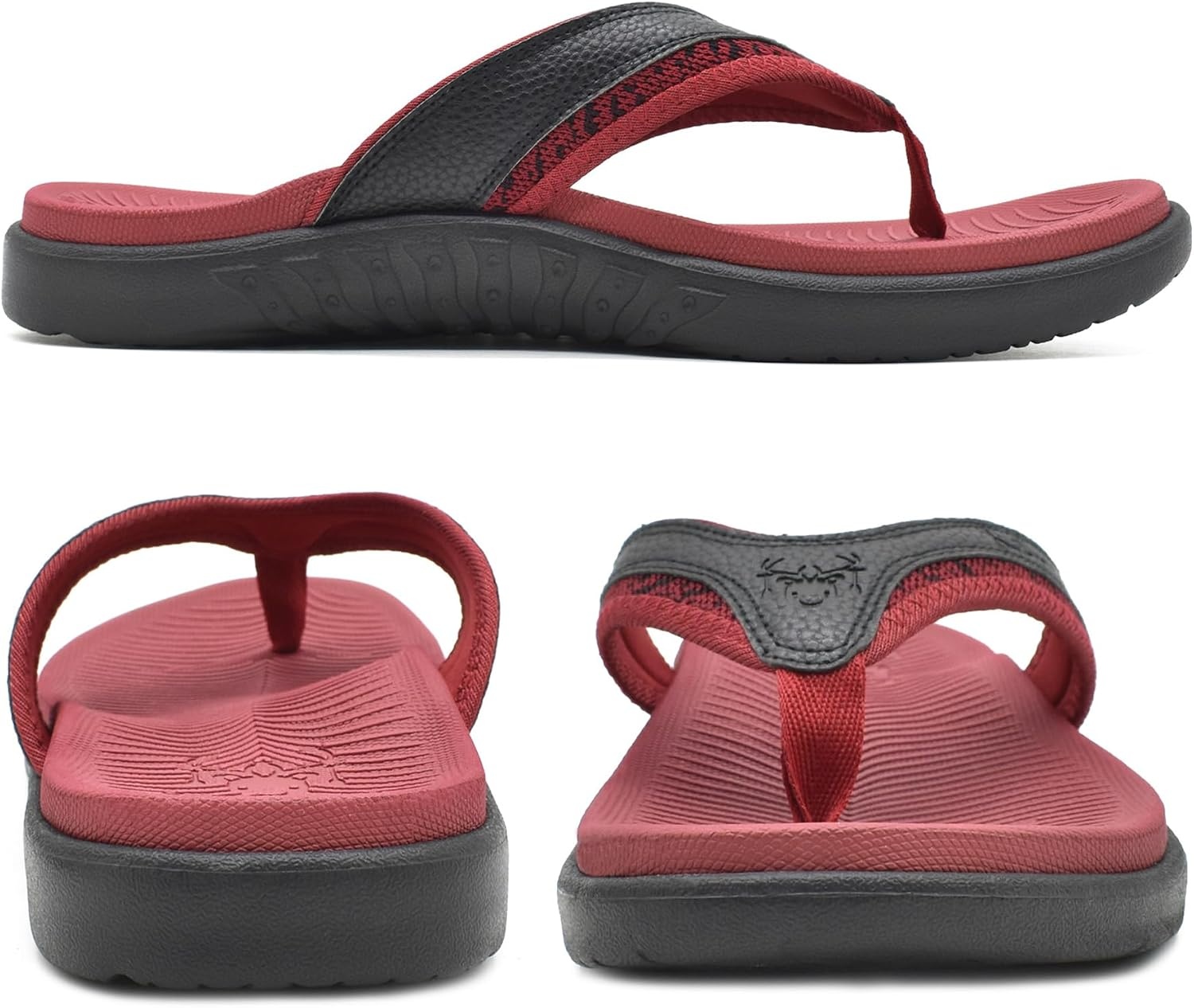 image:imageKuaiLu Mens Sport Flip Flops Orthotic Thong Sandals With Arch SupportRed Black