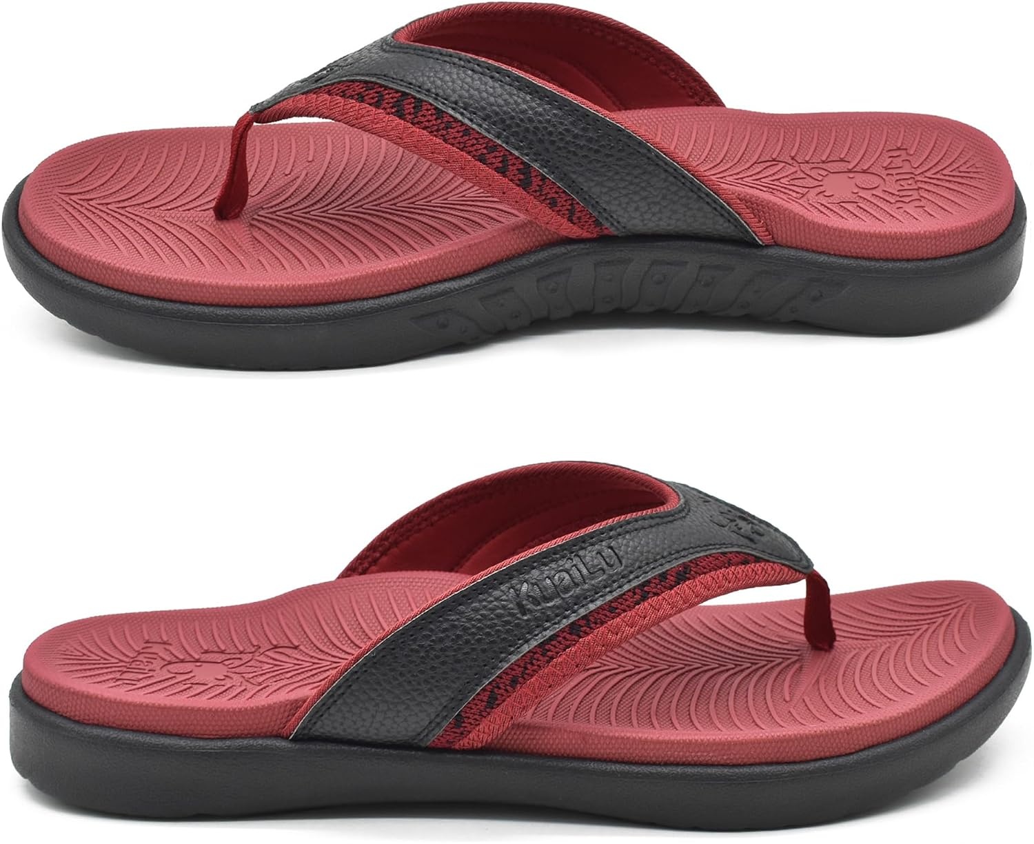 image:imageKuaiLu Mens Sport Flip Flops Orthotic Thong Sandals With Arch SupportRed Black