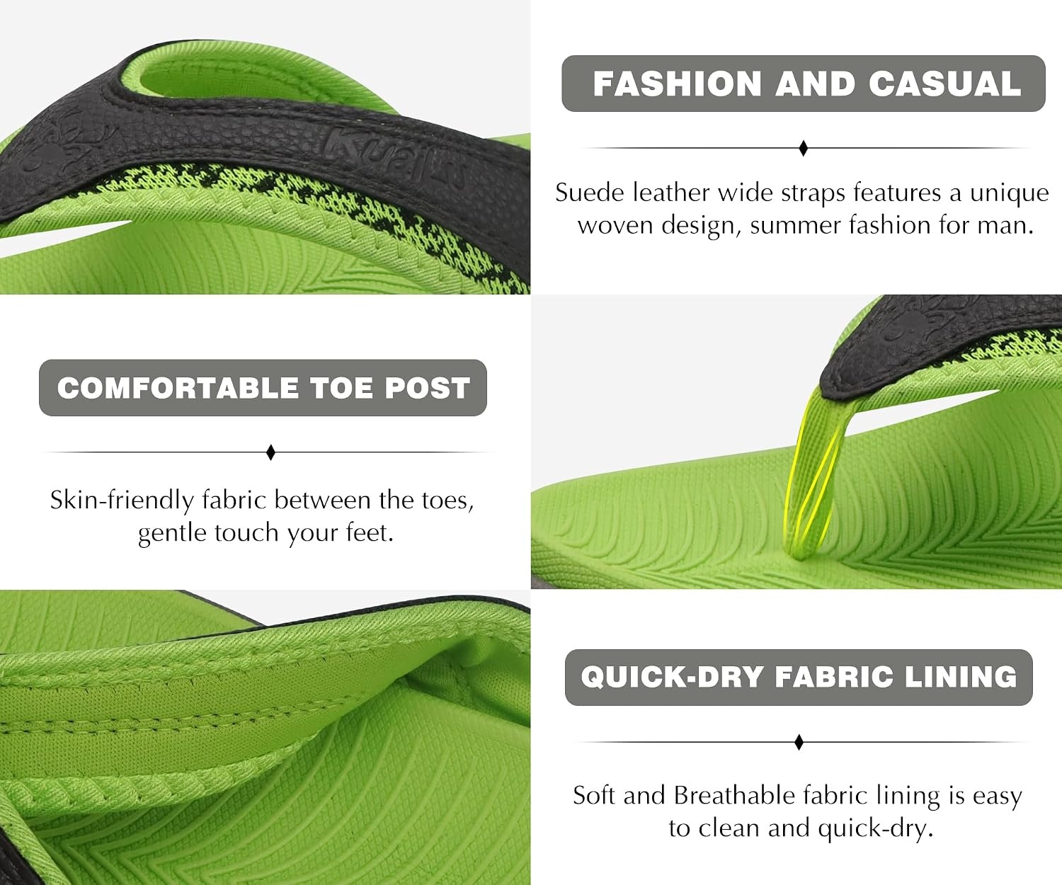 image:imageKuaiLu Mens Sport Flip Flops Orthotic Thong Sandals With Arch SupportTurquoise