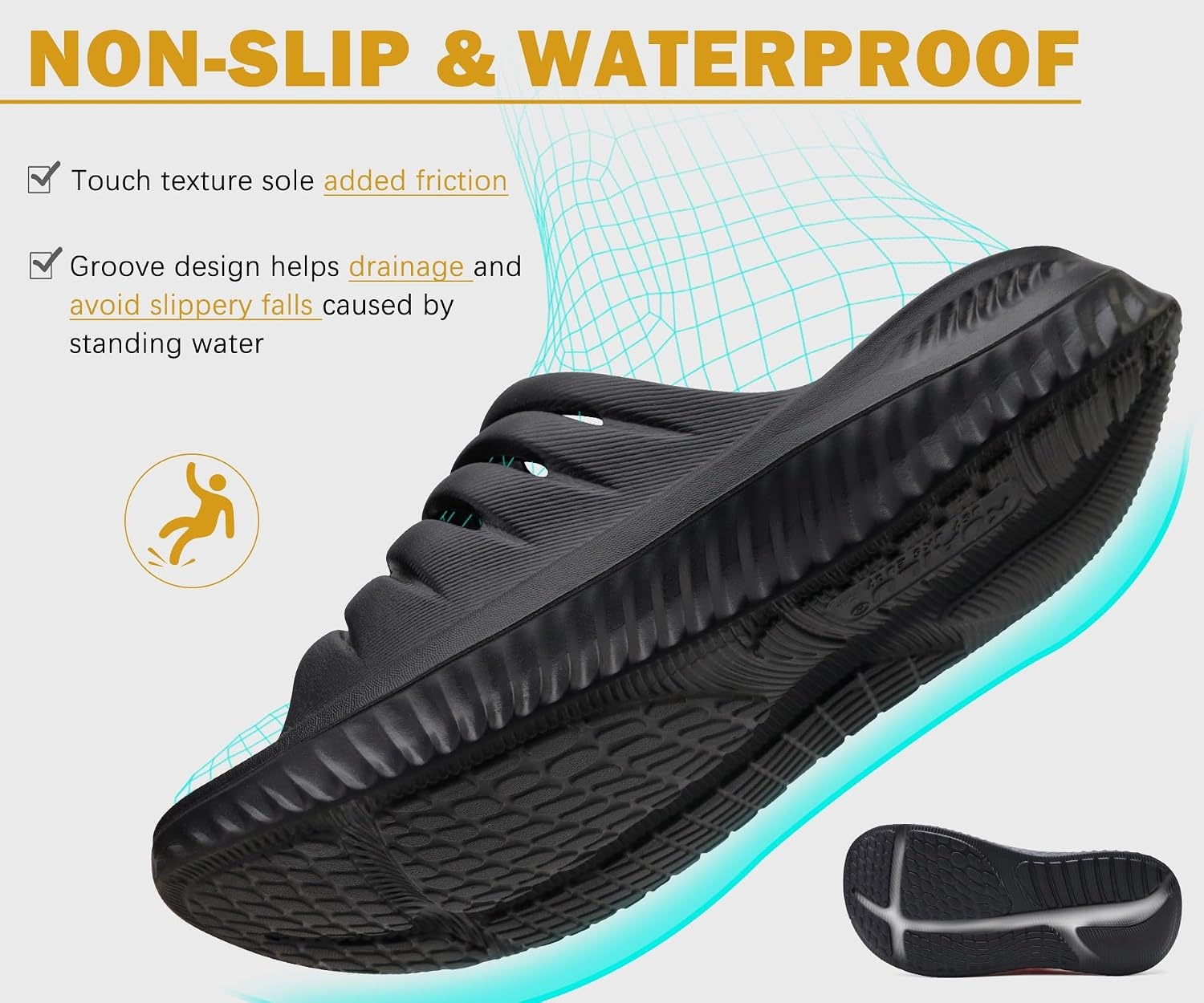 image:imageKuaiLu Recovery Sandals Women With Comfortable Arch Support Sport SlidesAll Black