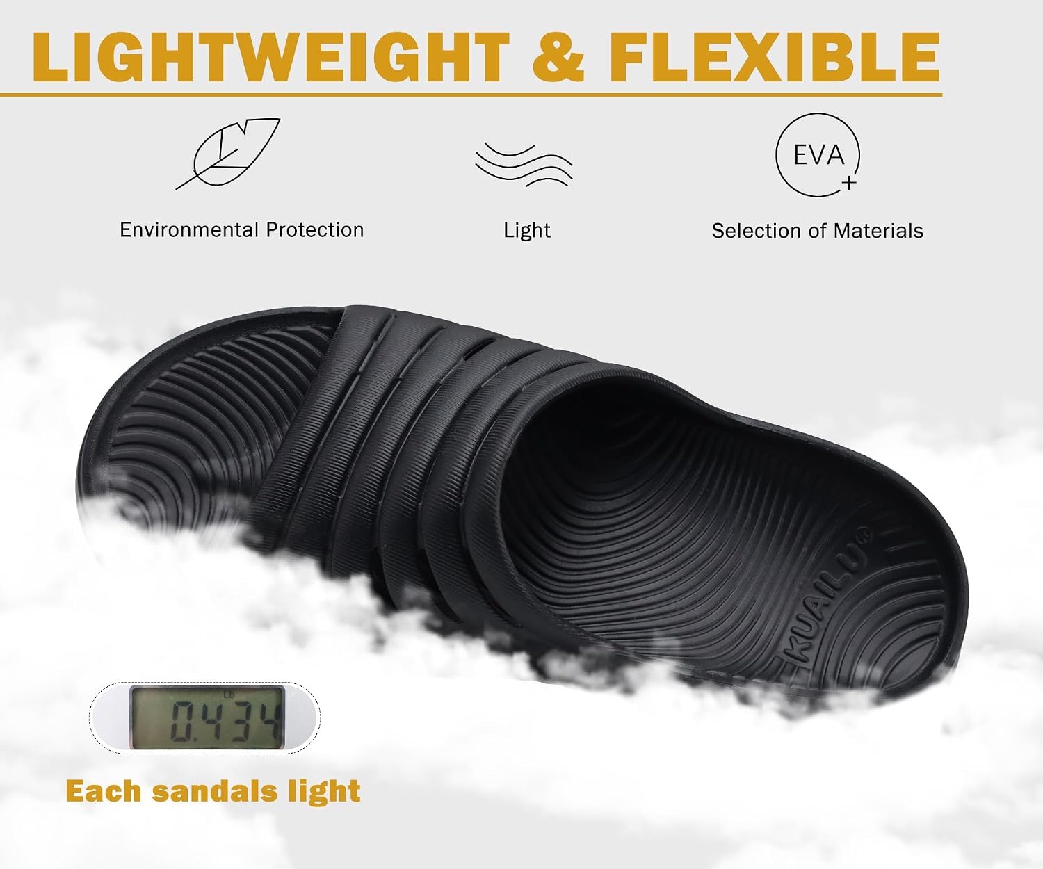 image:imageKuaiLu Recovery Sandals Women With Comfortable Arch Support Sport SlidesAll Black