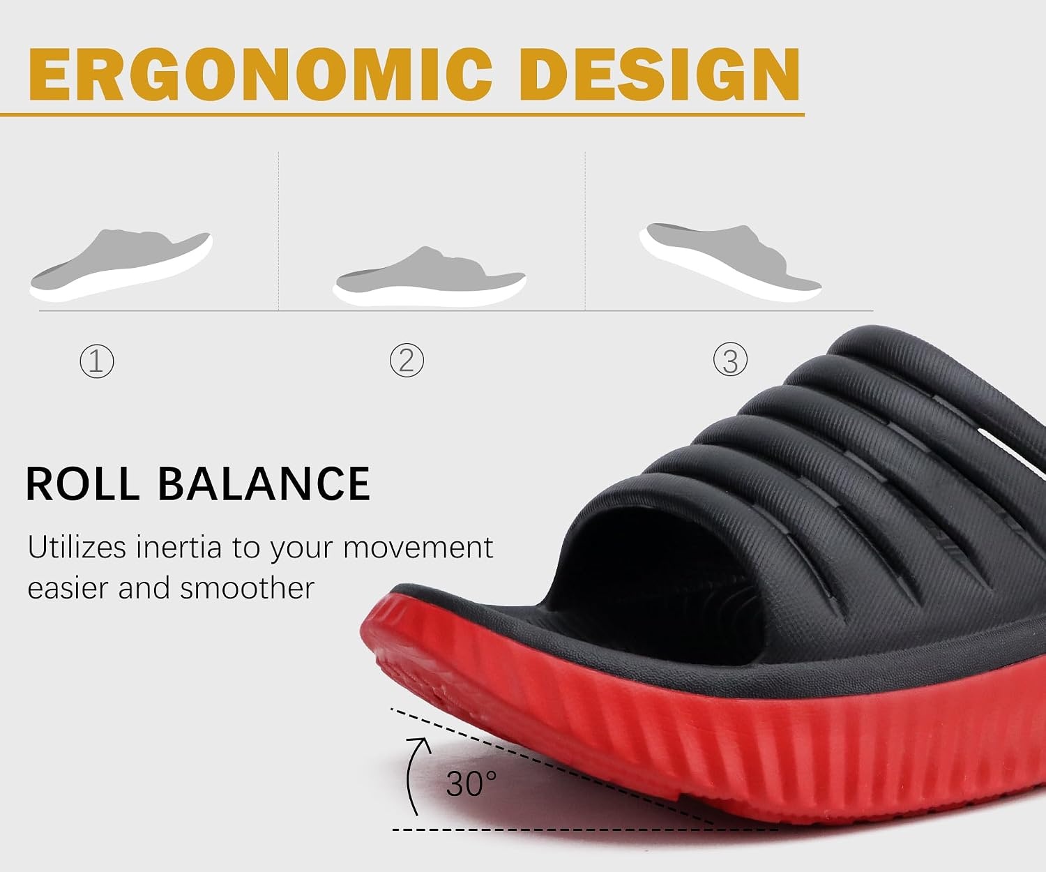 image:imageKuaiLu Recovery Sandals Women With Comfortable Arch Support Sport SlidesBlackRed