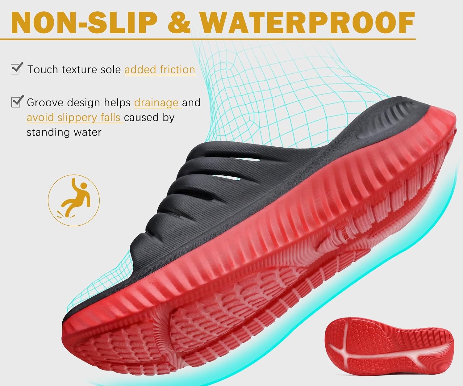 image:imageKuaiLu Recovery Sandals Women With Comfortable Arch Support Sport SlidesBlackRed