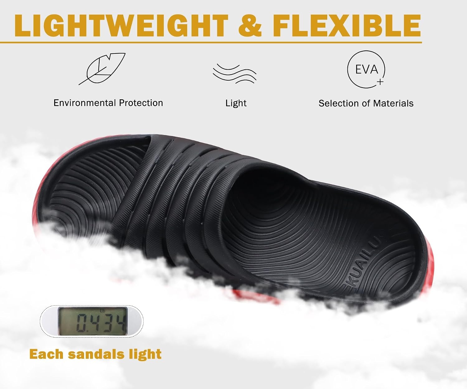 image:imageKuaiLu Recovery Sandals Women With Comfortable Arch Support Sport SlidesBlackRed