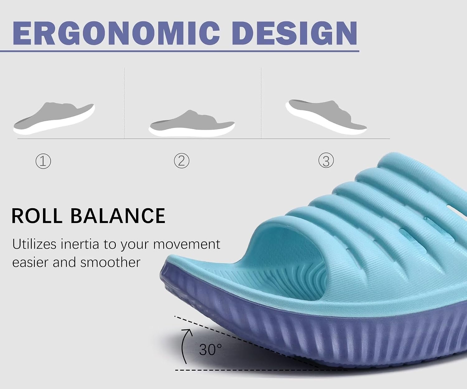image:imageKuaiLu Recovery Sandals Women With Comfortable Arch Support Sport SlidesBlue Purple