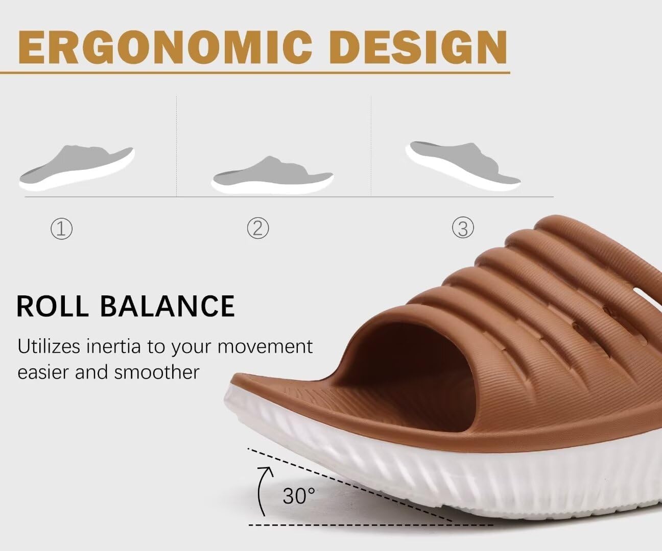 image:imageKuaiLu Recovery Sandals Women With Comfortable Arch Support Sport SlidesKhaki White