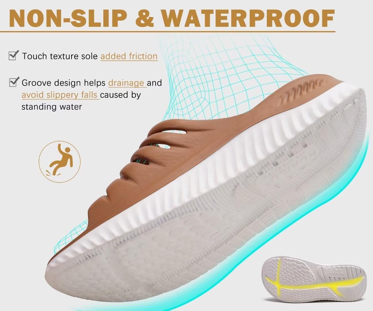image:imageKuaiLu Recovery Sandals Women With Comfortable Arch Support Sport SlidesKhaki White