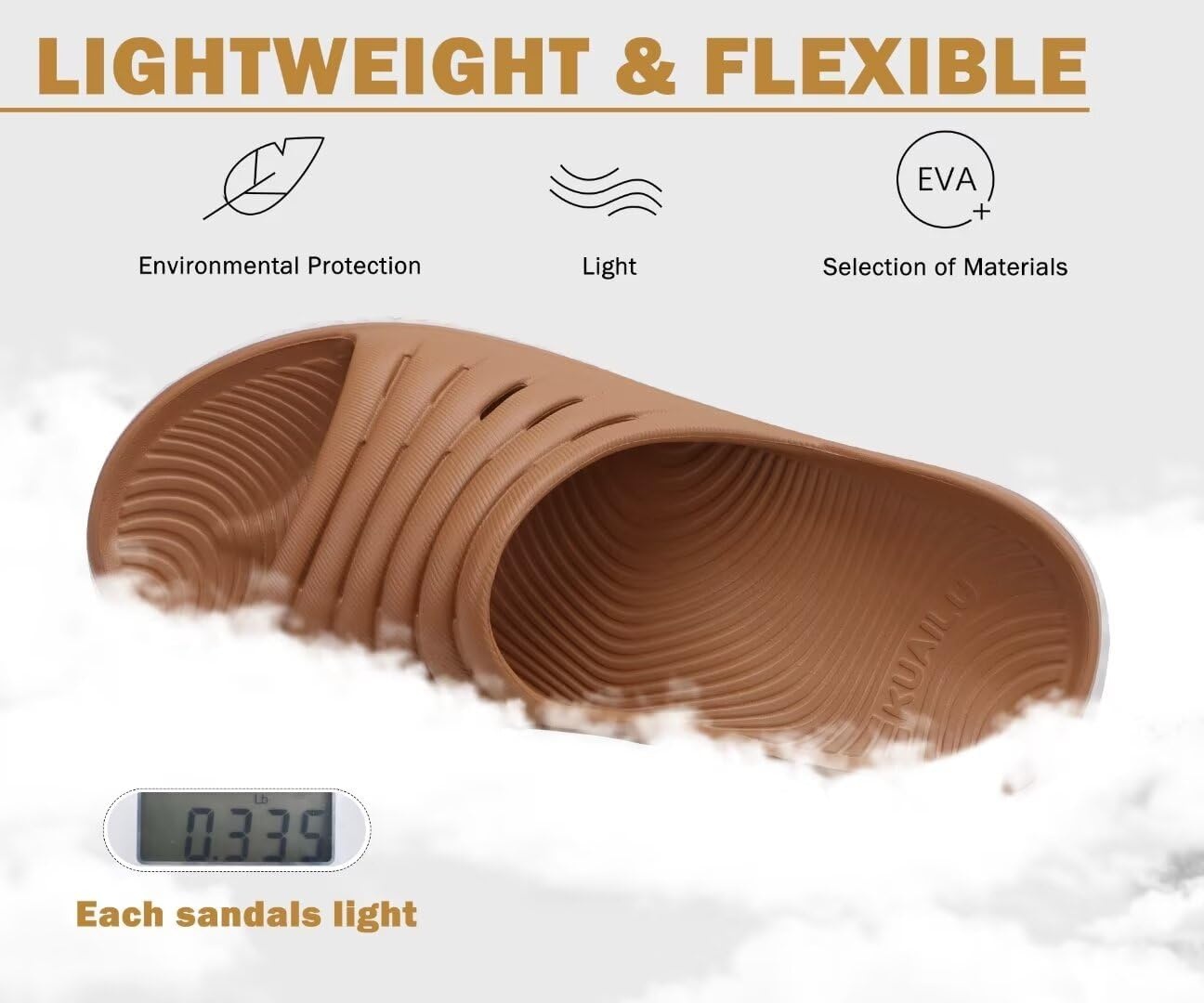 image:imageKuaiLu Recovery Sandals Women With Comfortable Arch Support Sport SlidesKhaki White
