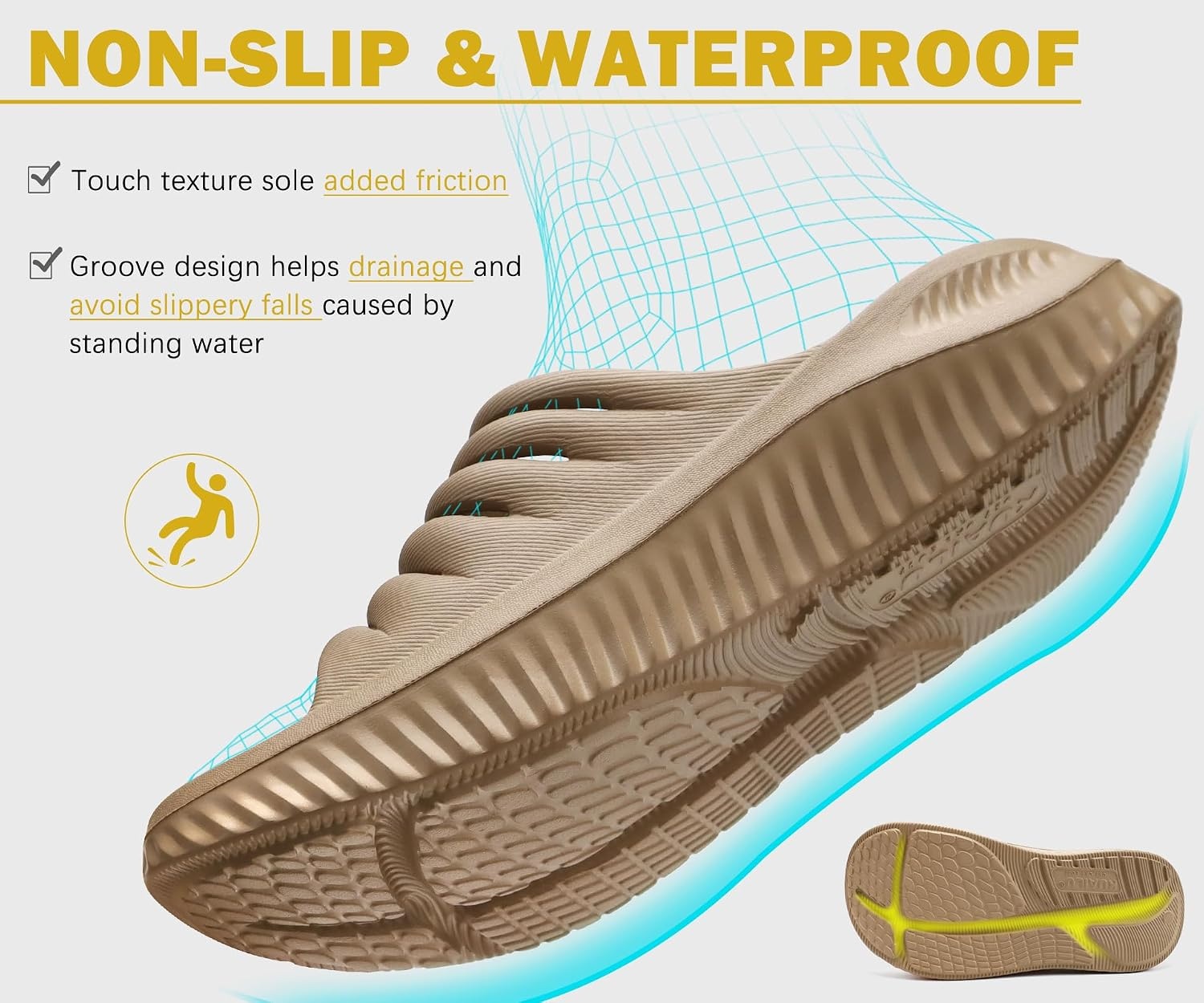 image:imageKuaiLu Recovery Sandals Women With Comfortable Arch Support Sport SlidesLight Brown