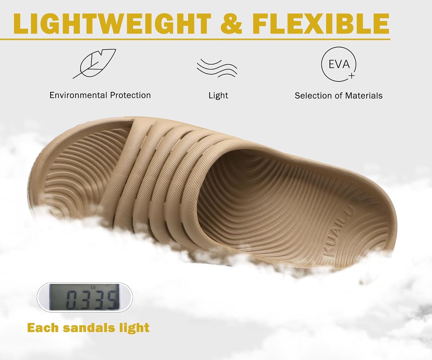 image:imageKuaiLu Recovery Sandals Women With Comfortable Arch Support Sport SlidesLight Brown