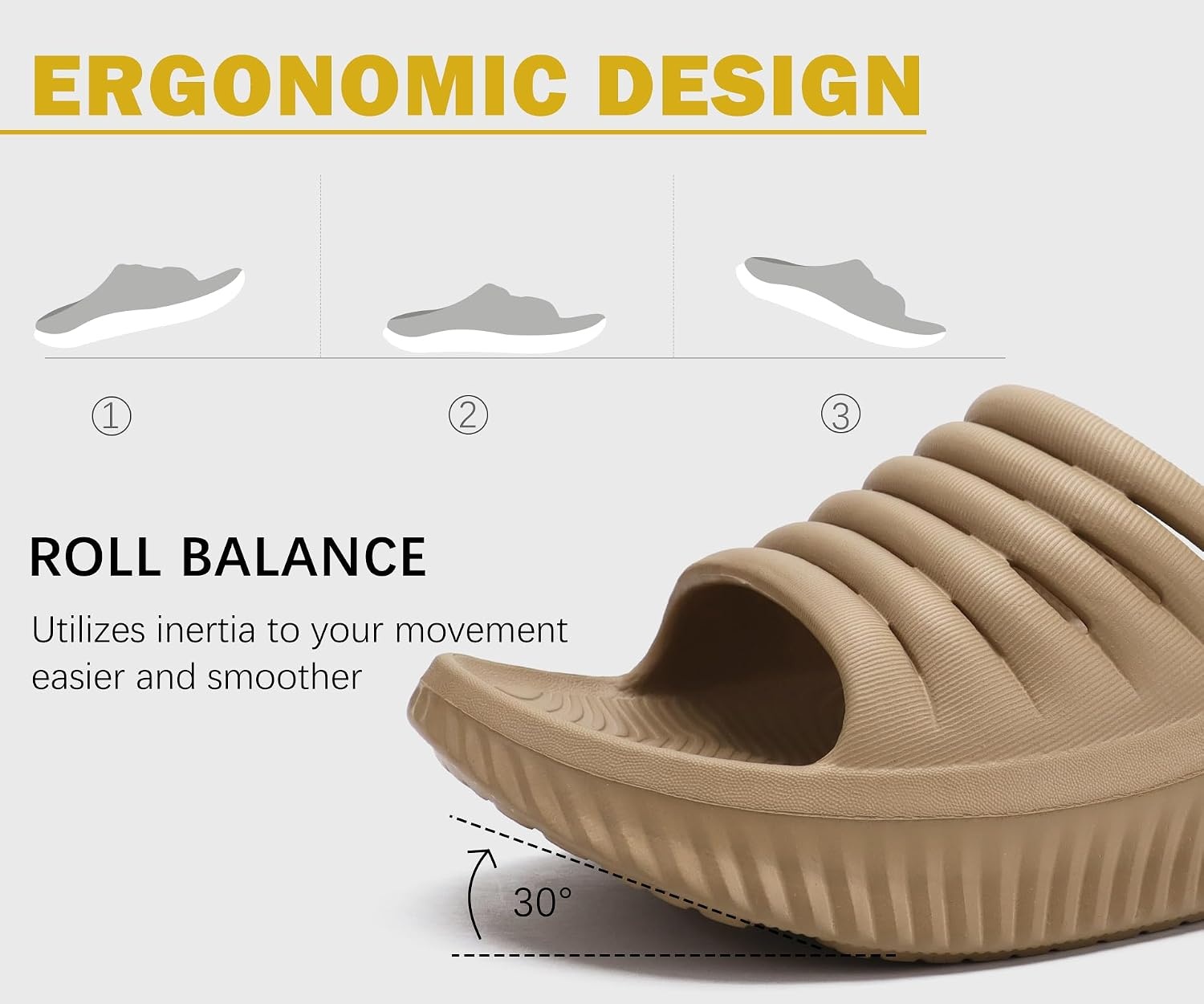 image:imageKuaiLu Recovery Sandals Women With Comfortable Arch Support Sport SlidesLight Brown