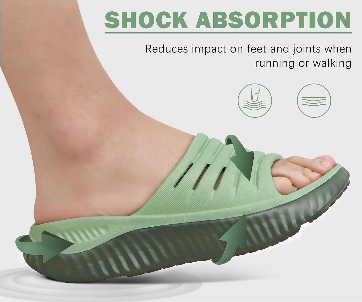 image:imageKuaiLu Recovery Sandals Women With Comfortable Arch Support Sport SlidesOlive Green