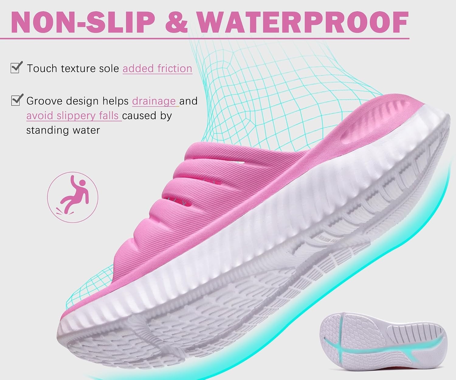 image:imageKuaiLu Recovery Sandals Women With Comfortable Arch Support Sport SlidesPink White