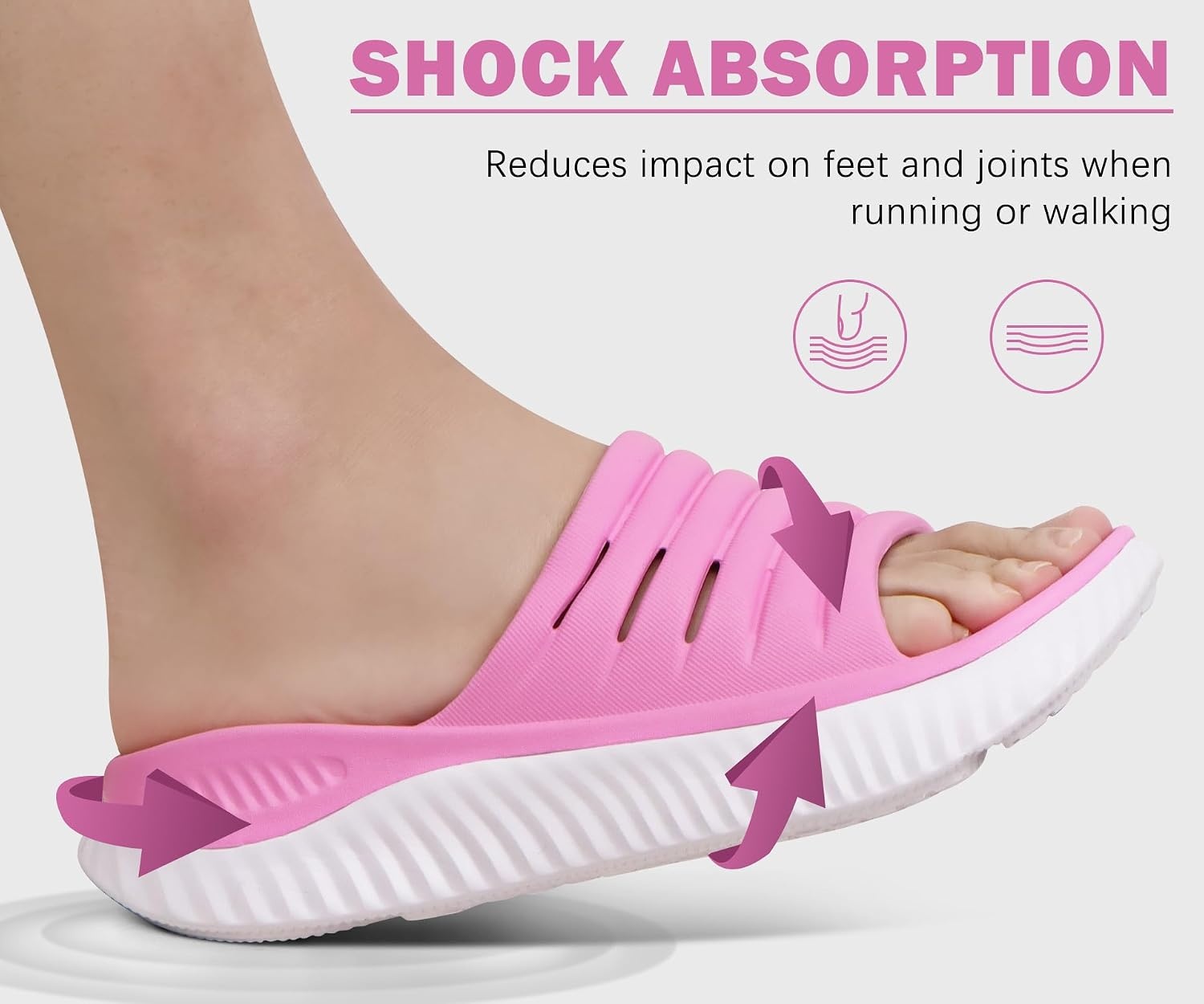 image:imageKuaiLu Recovery Sandals Women With Comfortable Arch Support Sport SlidesPink White