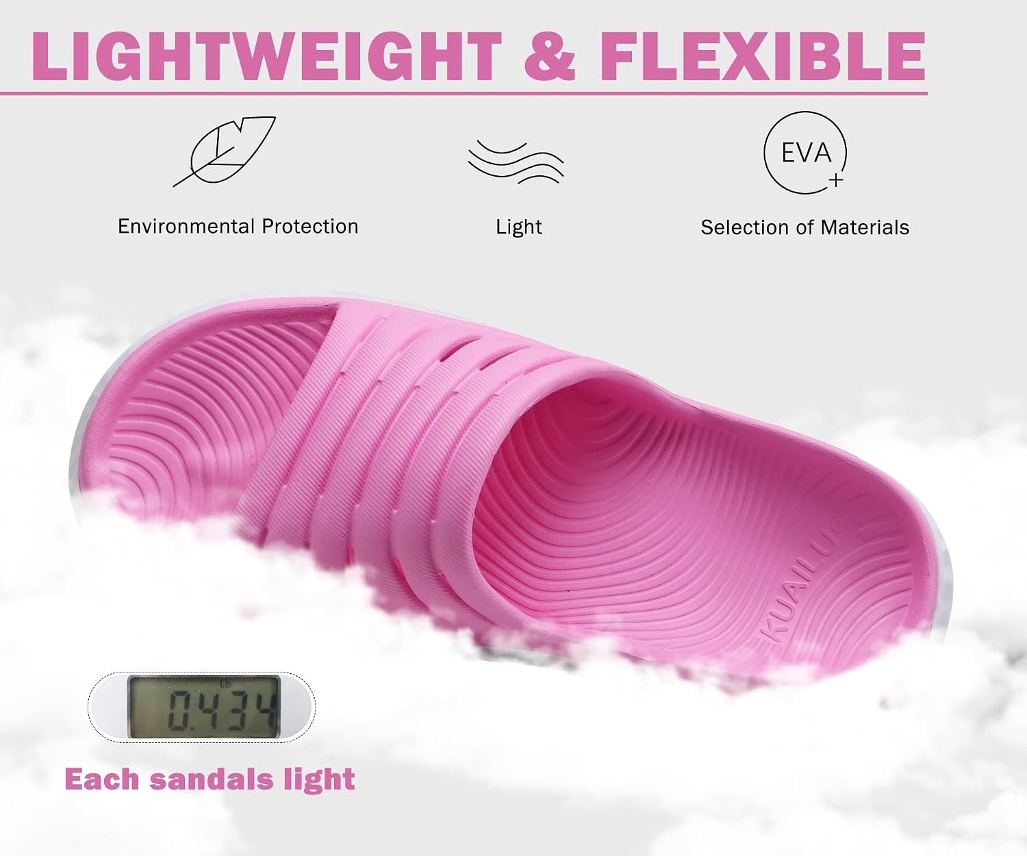 image:imageKuaiLu Recovery Sandals Women With Comfortable Arch Support Sport SlidesPink White