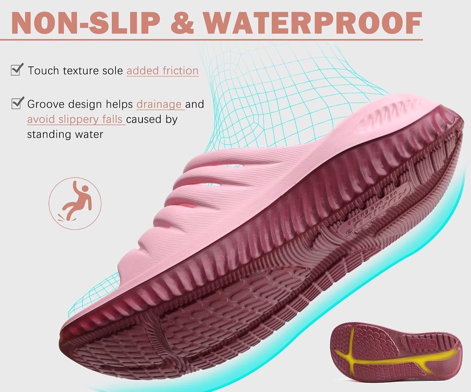 image:imageKuaiLu Recovery Sandals Women With Comfortable Arch Support Sport SlidesPink Wine