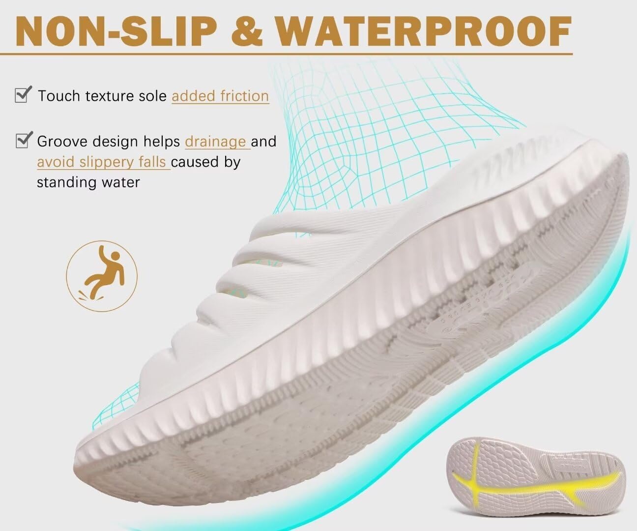 image:imageKuaiLu Recovery Sandals Women With Comfortable Arch Support Sport SlidesWhite Beige