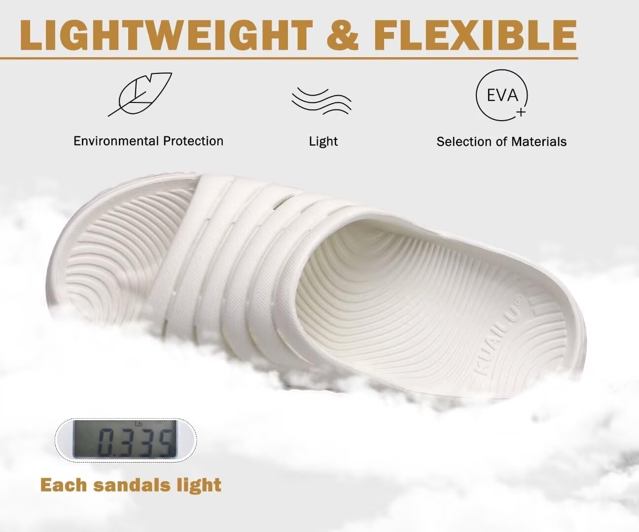 image:imageKuaiLu Recovery Sandals Women With Comfortable Arch Support Sport SlidesWhite Beige