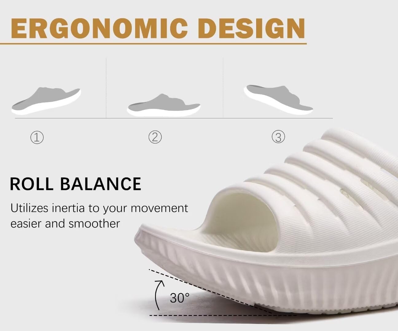 image:imageKuaiLu Recovery Sandals Women With Comfortable Arch Support Sport SlidesWhite Beige