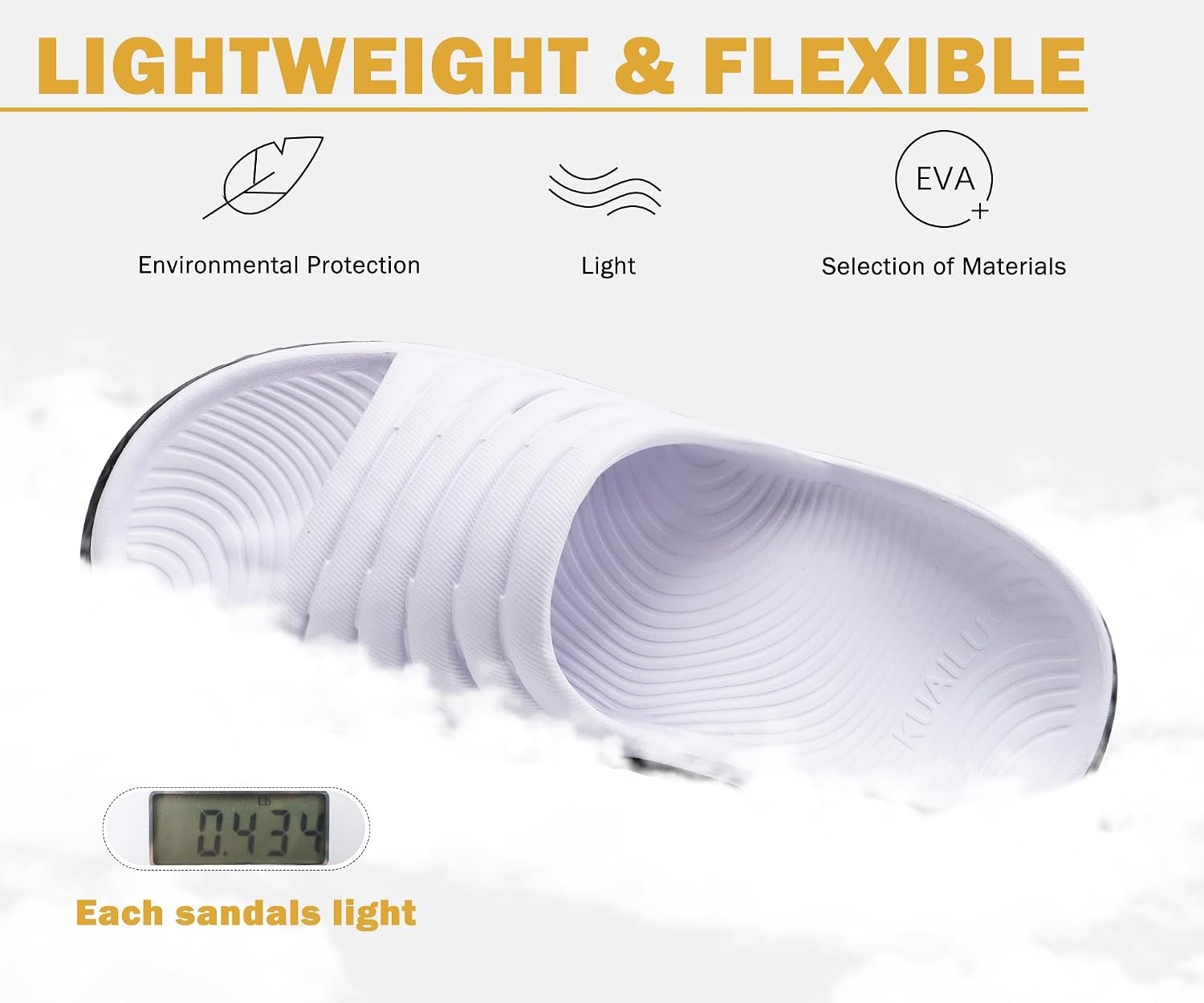 image:imageKuaiLu Recovery Sandals Women With Comfortable Arch Support Sport SlidesWhite Black