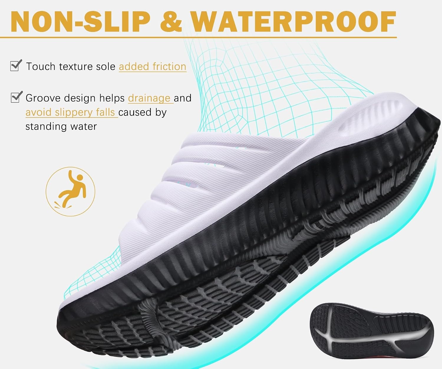 image:imageKuaiLu Recovery Sandals Women With Comfortable Arch Support Sport SlidesWhite Black