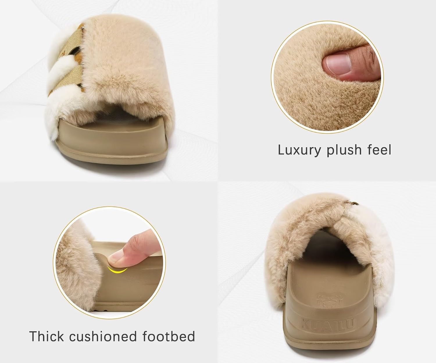 image:imageKuaiLu Womens Orthotic Arch Support SlippersBeige White