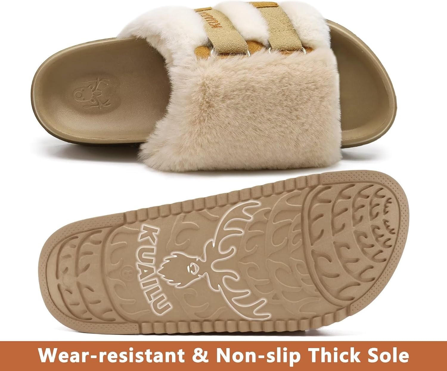 image:imageKuaiLu Womens Orthotic Arch Support SlippersBeige White