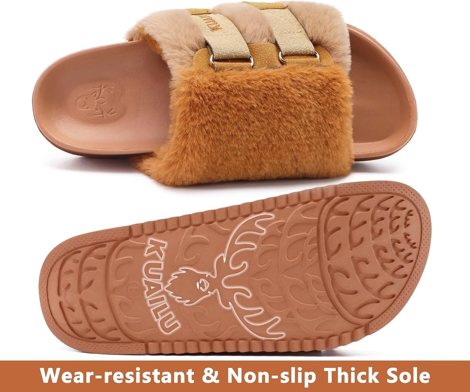 image:imageKuaiLu Womens Orthotic Arch Support SlippersCamel