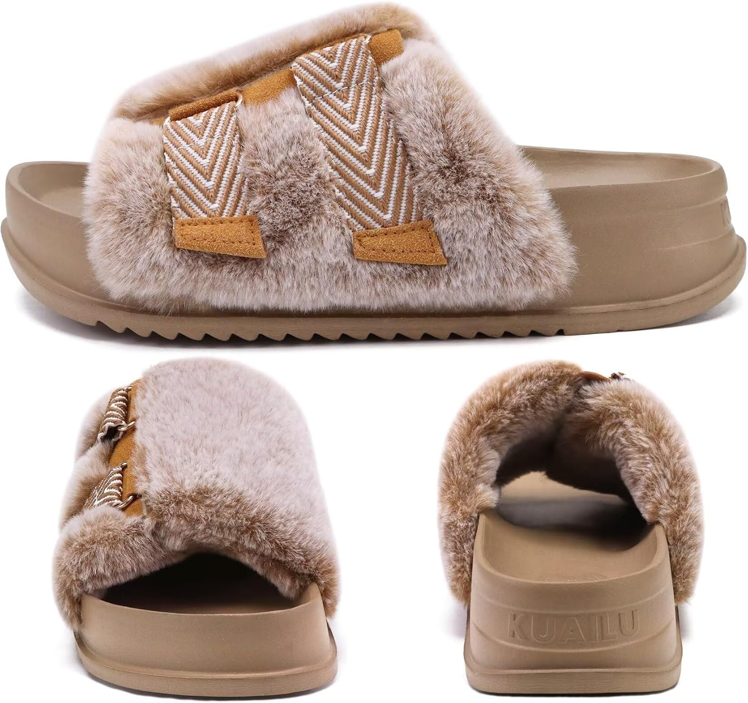 image:imageKuaiLu Womens Orthotic Arch Support SlippersCamel Brown Adjustable