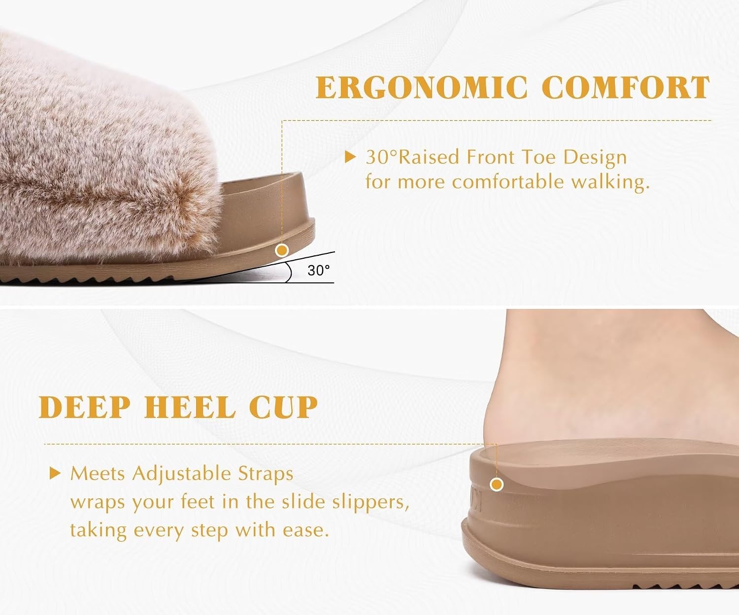image:imageKuaiLu Womens Orthotic Arch Support SlippersCamel Brown Adjustable