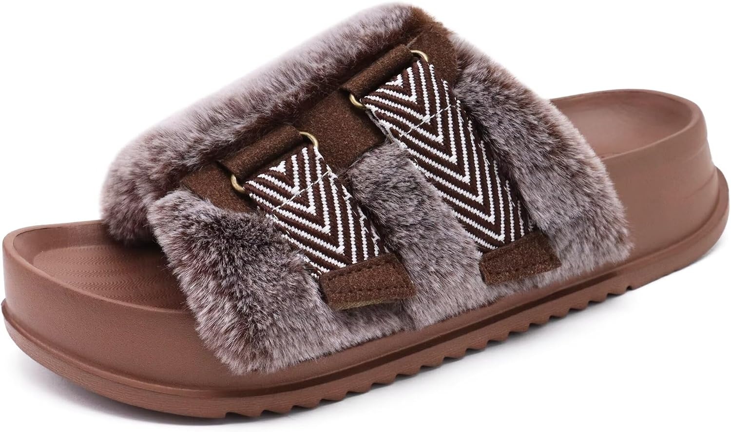 image:imageKuaiLu Womens Orthotic Arch Support SlippersCoffee Brown Adjustable