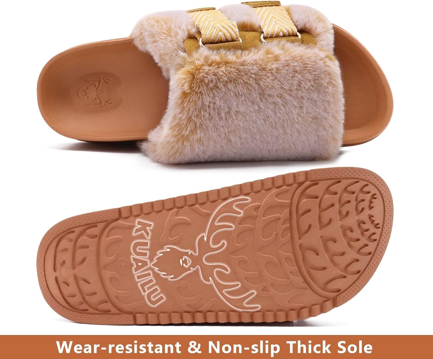 image:imageKuaiLu Womens Orthotic Arch Support SlippersKhaki Adjustable