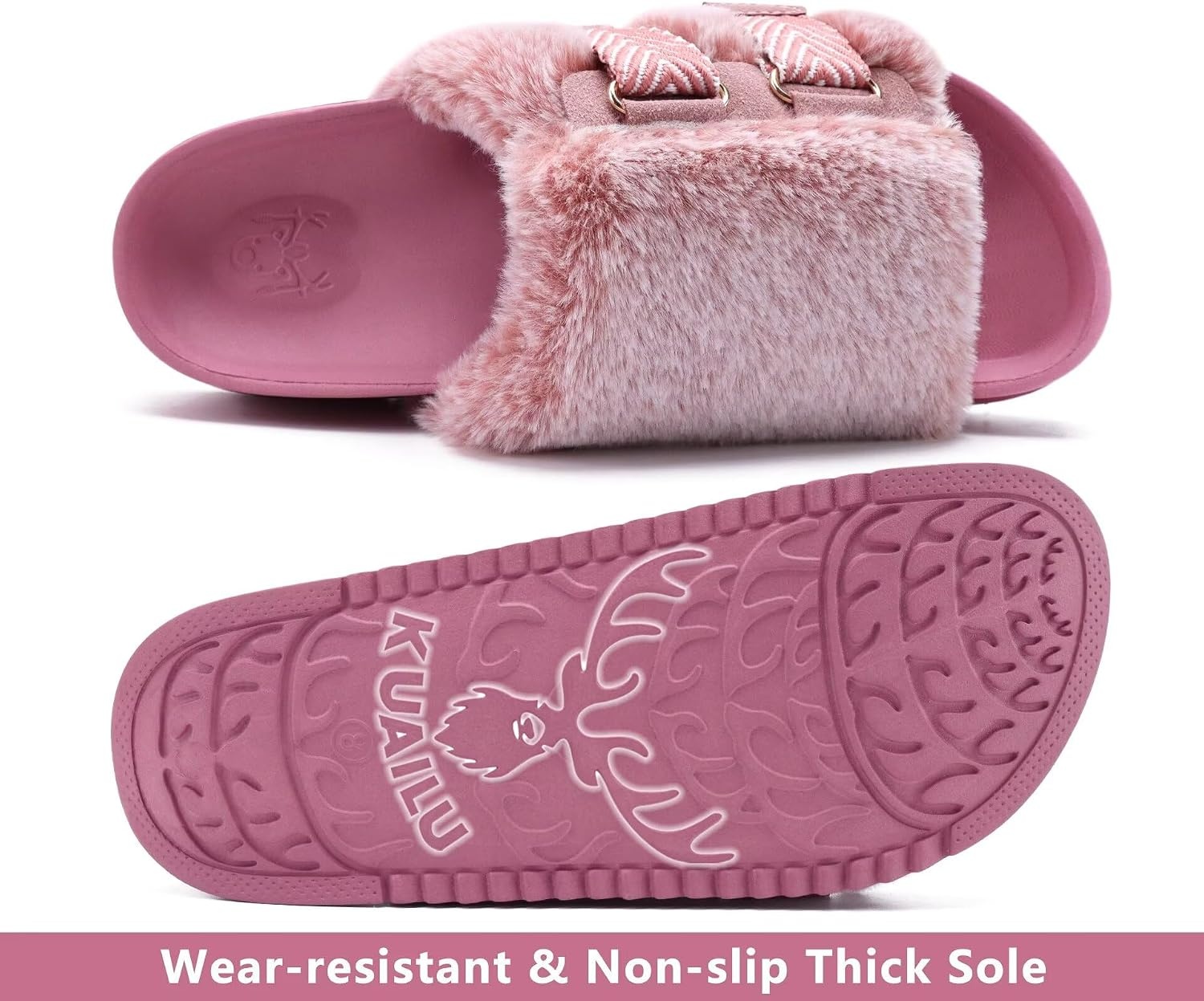 image:imageKuaiLu Womens Orthotic Arch Support SlippersLovely Pink Adjustable