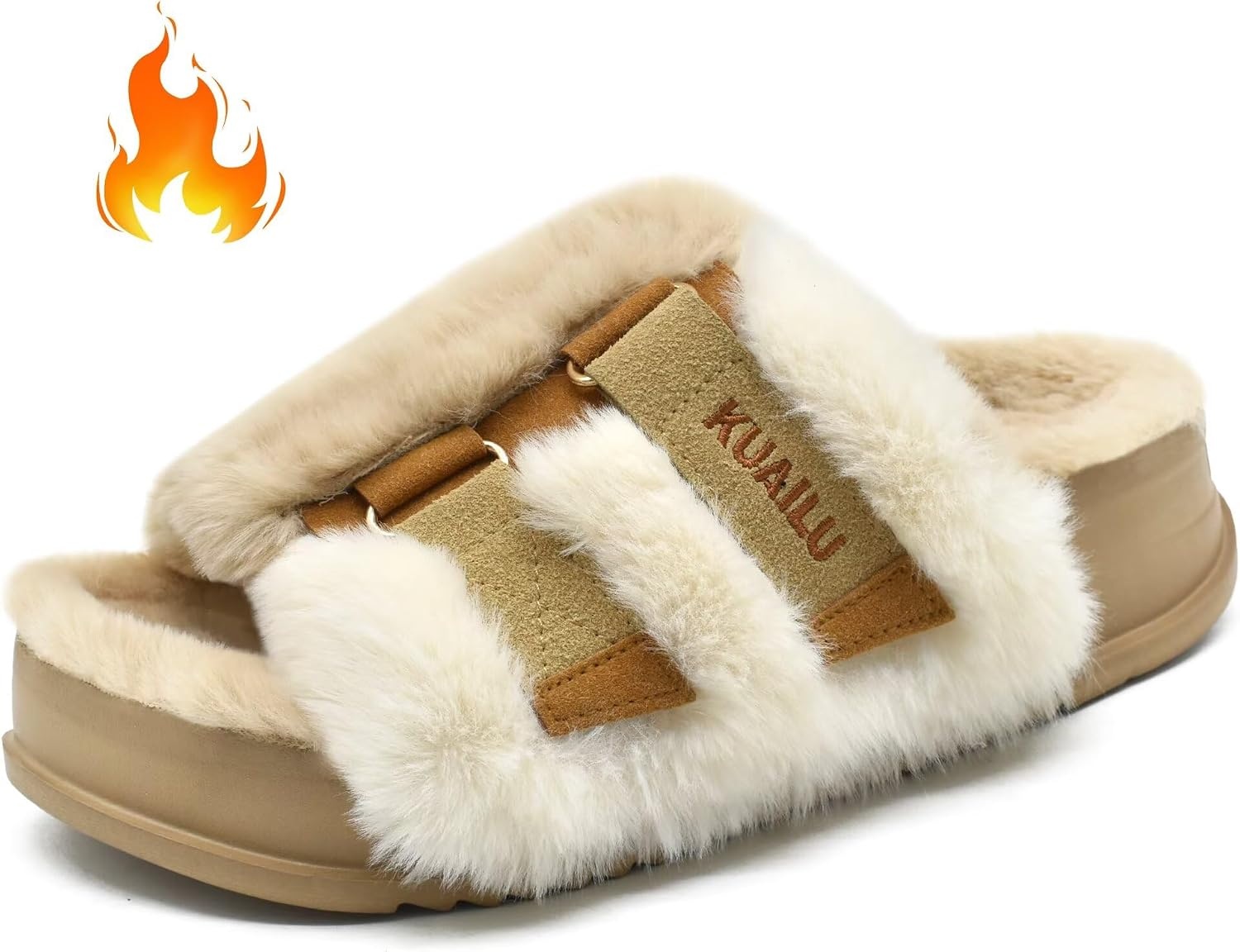 image:imageKuaiLu Womens Orthotic Arch Support SlippersPlush Beige