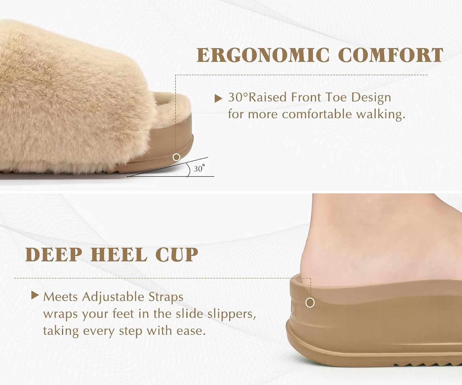 image:imageKuaiLu Womens Orthotic Arch Support SlippersPlush Beige